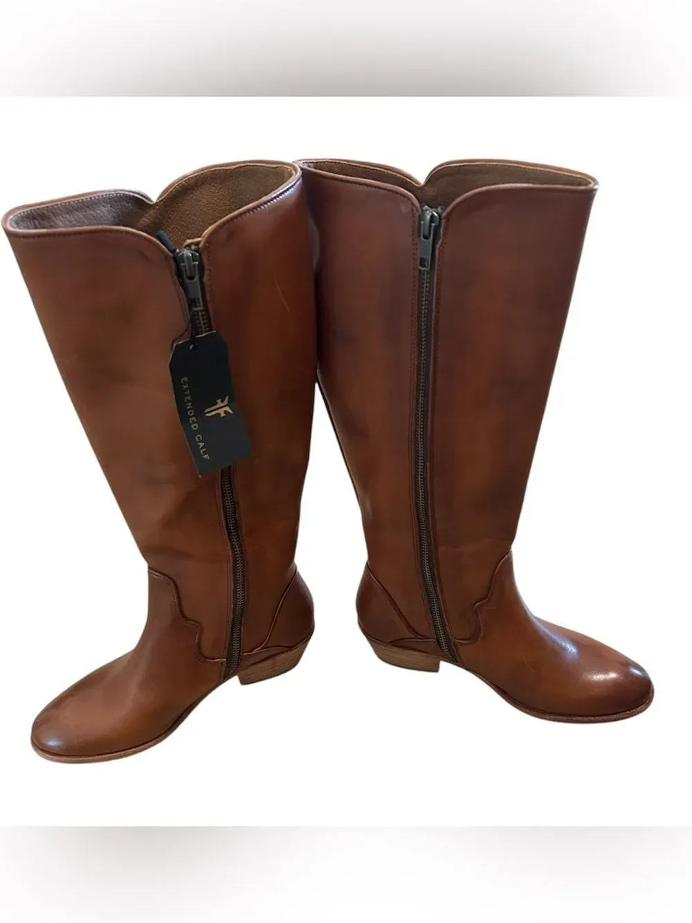 Frye Carson Piping Carmel Leather Tall Knee High Boots, size 6.5, NWT NO BOX
